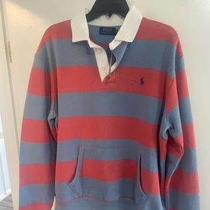 Polo by Ralph Lauren men’s blue and pink striped Rugby shirt